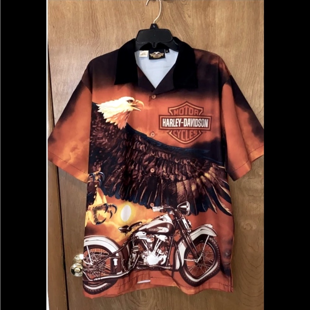 Harley Davidson Button-Down Short-Sleeved Shirt Size Medium
